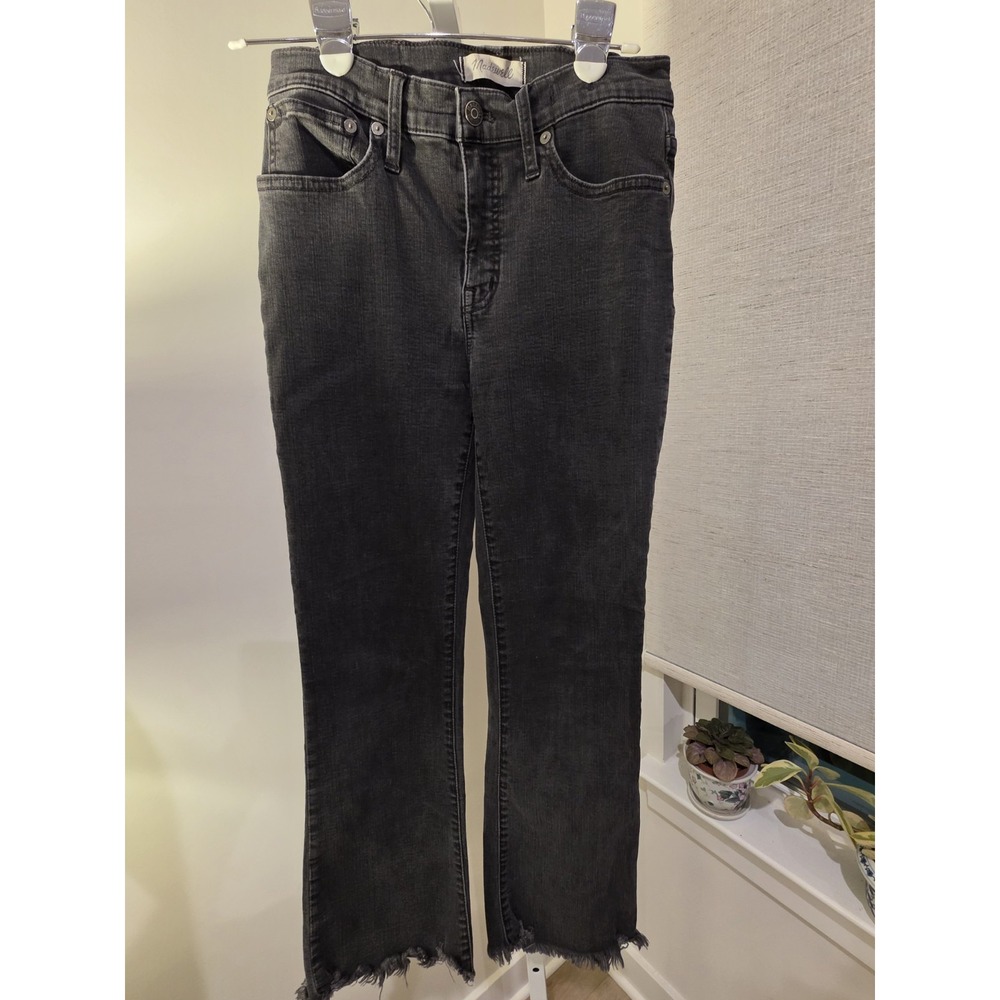 Madewell Cali Demi-Boot Jeans Women's Size 26 Black Raw Hem High Rise Stretch